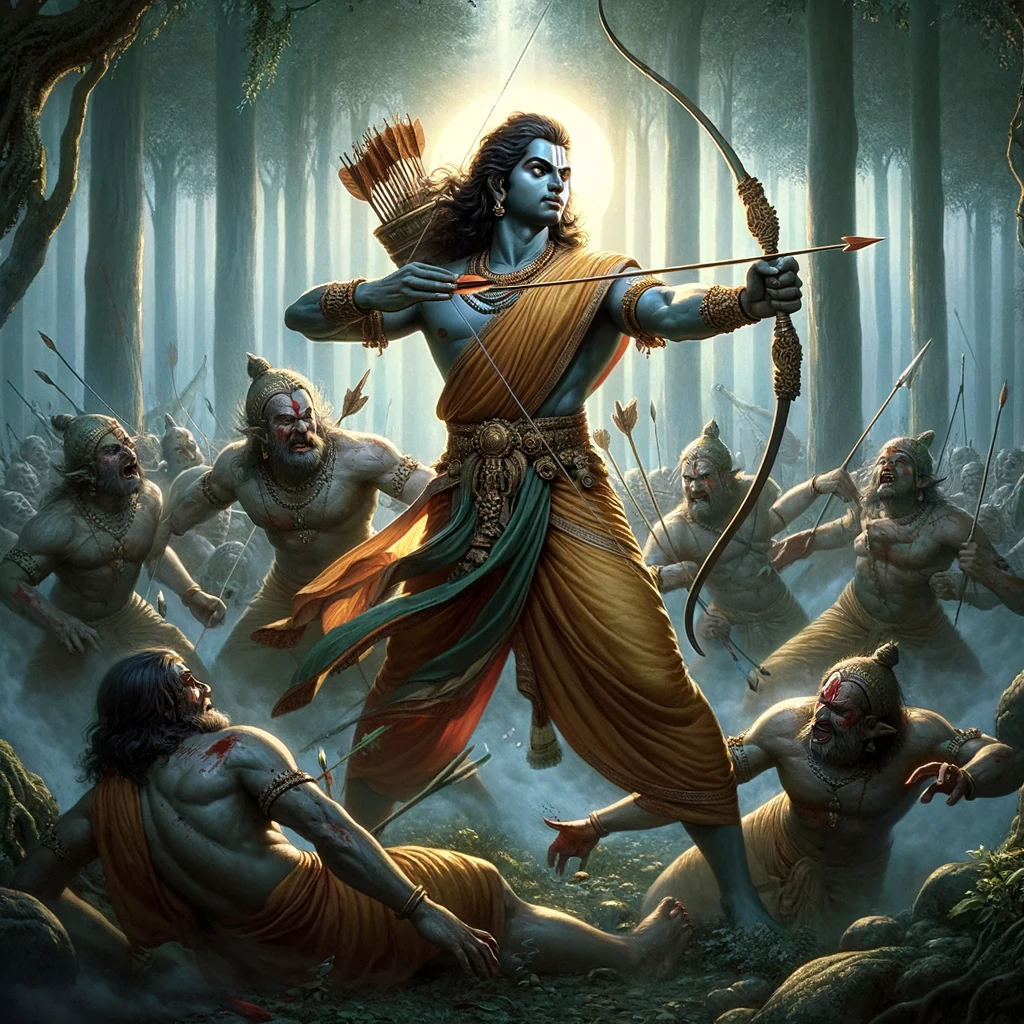 Rama Slays the Remaining Rakshasas and Dushana
